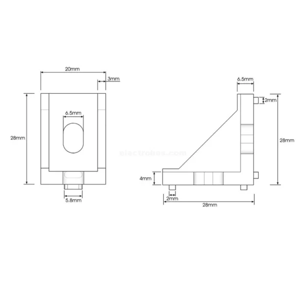 Aluminum Corner for Extrusion Rod – Black - Image 4
