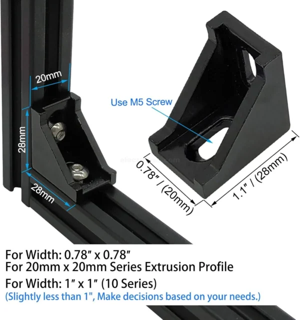 Aluminum Corner for Extrusion Rod – Black - Image 5