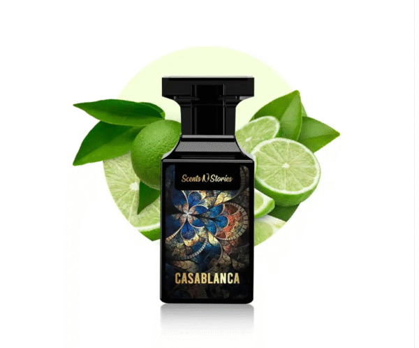 Casablanca men’s aromatic citrus perfume spray 50ml with citrus, herbal, and musky woody notes.
