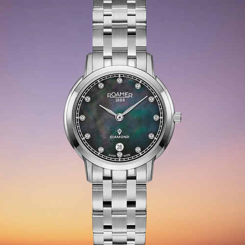 Roamer 515811415950 women’s watch with stainless steel metal band and elegant silver dial.